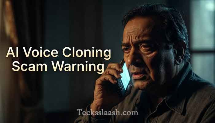 Indian man receiving AI voice cloning scams call on smartphone