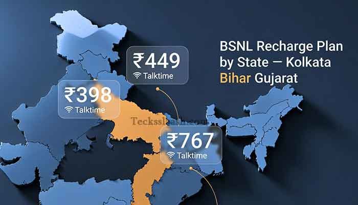 BSNL recharge plan comparison map for Kolkata Bihar and Gujarat