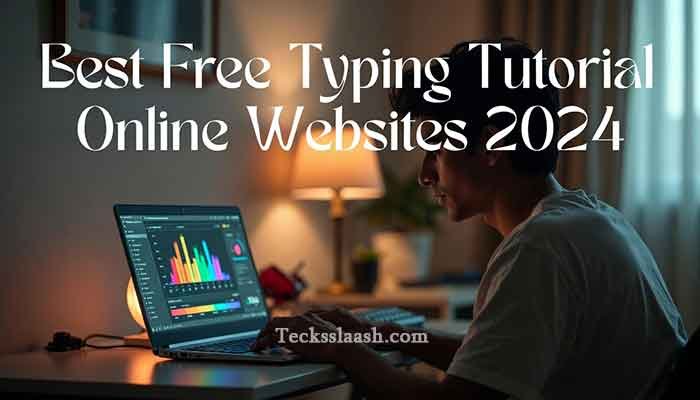 Young man using a free typing tutorial online website to improve his WPM speed