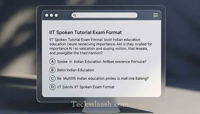 IIT Spoken Tutorial online exam interface showing MCQ test format