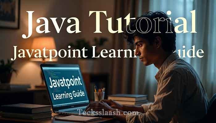 Indian student learning Java Tutorial Javatpoint on laptop