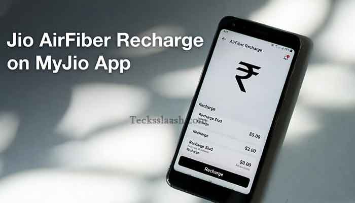 Recharging Jio AirFiber plan using MyJio app on smartphone