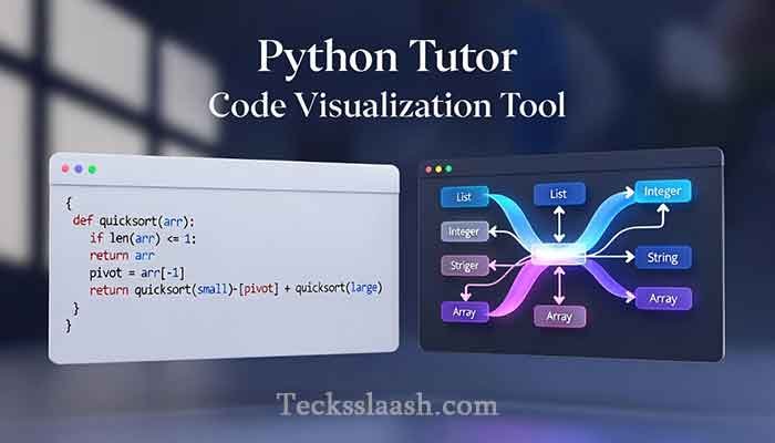 Python Tutor visualize tool showing step-by-step code execution with memory diagram