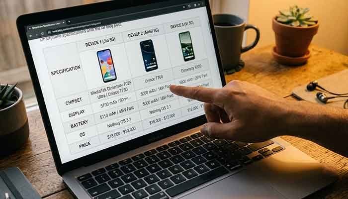 Specs Comparison Chart For Choosing A 5g Phone Under 10000 With Snapdragon Processor And 5000mah Battery